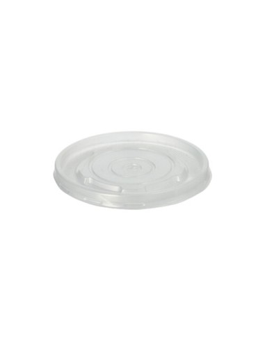 Tapas de plástico transparente para  soperas cartón Kraft 9,8 cm