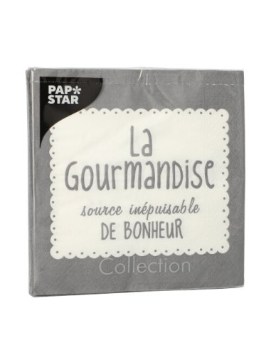 Guardanapos de papel impressos cor cinza 33 x 33 cm La Gourmandise