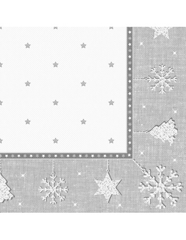 Servilletas de papel apecto tela decoradas Navidad Royal Collection 40 x 40 cm plata