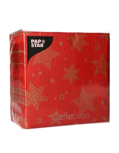 Servilletas de papel color rojo decoradas navidad 33 X 33 cm "Christmas Shine"