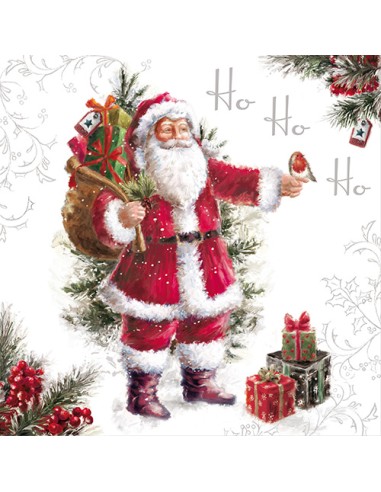 Servilletas de papel decoradas navidad  33 X 33 cm Papa Noel "Hohoho"