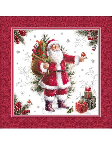 Servilletas de papel decoradas navidad  40 X 40 cm Papa Noel "Hohoho"