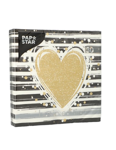 Servilletas de papel decoradas Sparkling Heart 33 x 33 cm