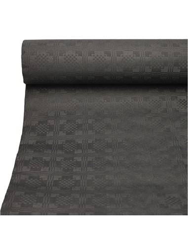 Rollo de mantel papel gofrado damasco negro 50 x 1m