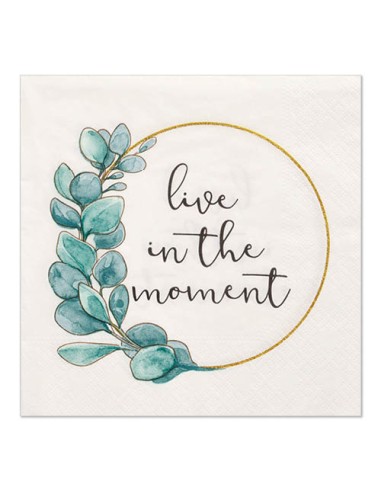 Guardanapos de papel decorados 33 x 33 cm "Live the moment"