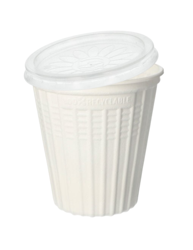 Tigelas de sopa take away em plástico cor branco  com tampa750 ml