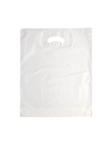Bolsas de plástico reciclado con asa color blanco  44 x 36 x 9 cm