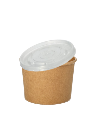 Caixas de cartão kraf para sopa com PLA compostáveis com tampa PP 230 ml