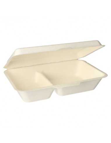 Envases menú para llevar compostables caña azúcar 2 comp. 500ml sin PFAS