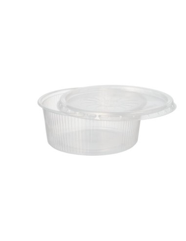 Embalagem para alimentos plástico transparente redondo com tampa 200 ml