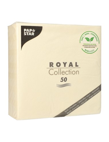Guardanapos papel aparência tecido cor champanhe Royal Collection 40 x 40 cm embalagem compostável