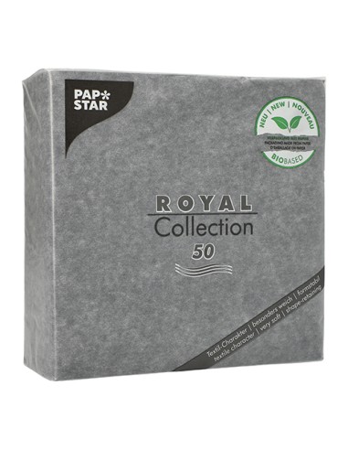 Servilletas de papel tisú aspecto tela color negro Royal Collection 40 x 40 cm embalaje compostable