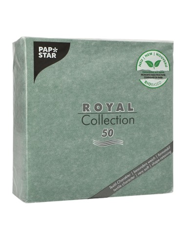 Guardanapos papel aparência tecido cor verde Royal Collection 40 x 40 cm embalagem compostável