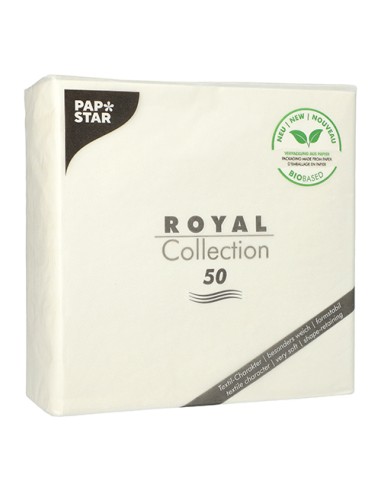 Servilletas de papel tisú aspecto tela color blanco Royal Collection 40 x 40 cm embalaje compostable