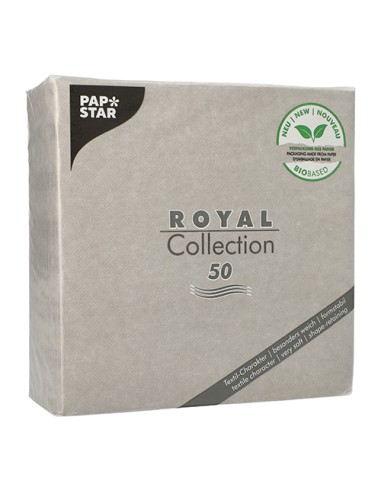 Guardanapos papel aparência tecido cor cinzento Royal Collection 40 x 40 cm embalagem compostável