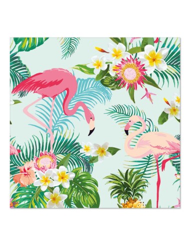 Guardanapos de papel decorados 33 x 33 cm Exotic Flamingos