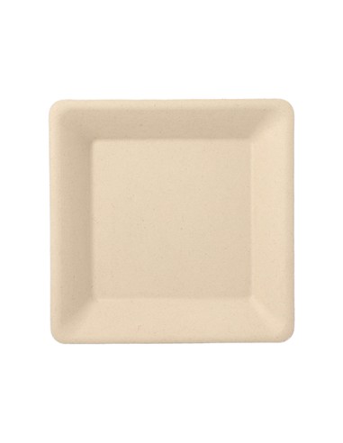 Pratos cana de açúcar quadrados cor natural 15,5 x 15,5 cm Pure