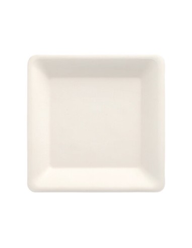 Pratos cana de açúcar quadrados cor branco Pure 15,5 x 15,5 cm