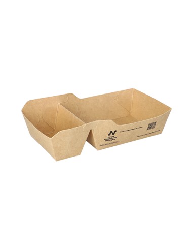 Travessas cartão compostáveis com compartimento para molho 14,5 x 7 cm NotPla