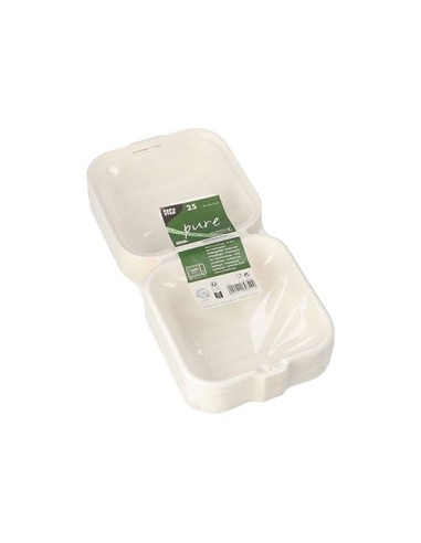 Cajas hamburguesa caña de azúcar compostables 14 x 15 cm Pure