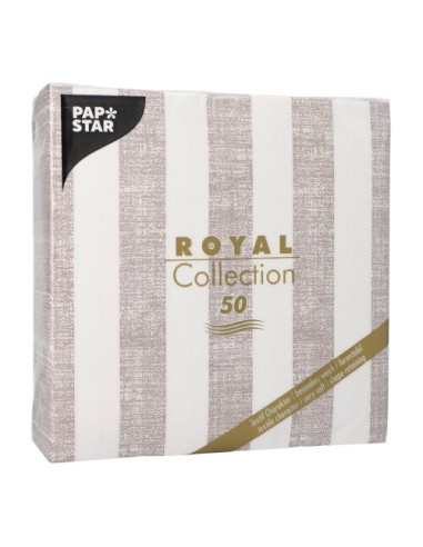 Guardanapos de papel listrado Royal Collection 40 x 40 cm Mocca