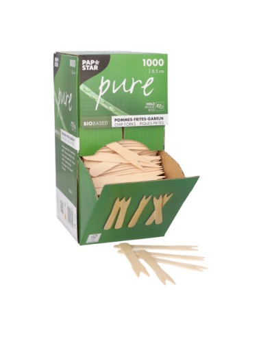 Tenedores para patatas fritas madera abedul FSC 8,5cm Pure