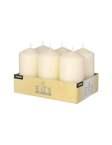 Velas de taco decorativas color crema Ø 60 x 115mm