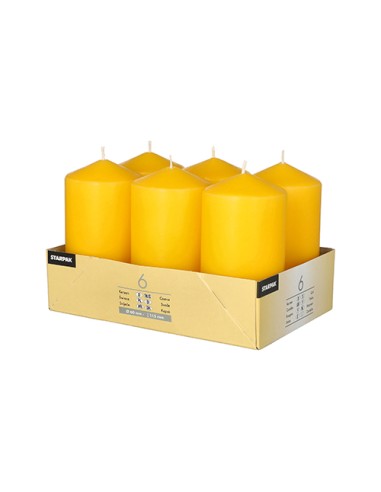 Velas de taco decorativas amarillo oro Ø 60 x 115 mm