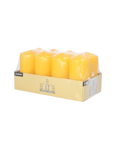 Velas de taco decorativas color amarillo Ø 50 x 100mm