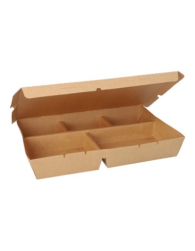 Caixas cartão take away com tampa 5 compartimentos  17 x 25,5 cm