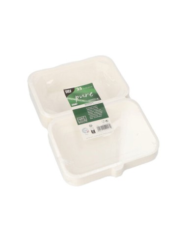 Caixas take away cana açúcar compostável cor branco 400ml Pure