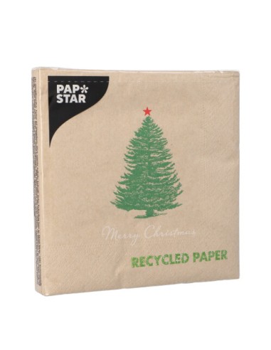 Servilletas papel reciclado decoradas Navidad 33 x 33 cm Natural