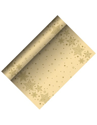 Camino de mesa papel aboservente Airlaid "Christmas Shine" crema 3 m x 40 cm Navidad