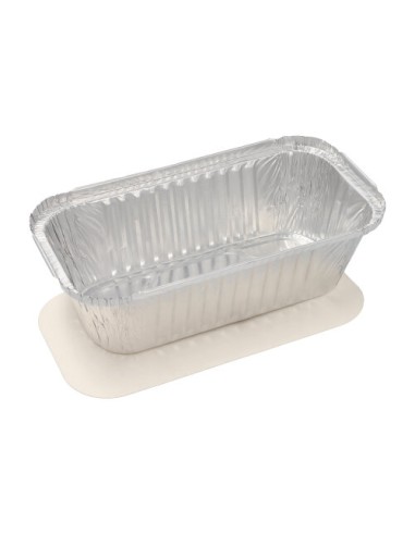 Bandejas aluminio con tapa cartón laminado PP blanco 1500 ml