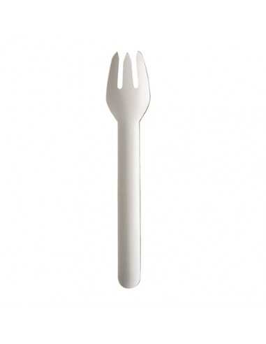 Tenedores de papel desechables color blanco 15,5cm Pure