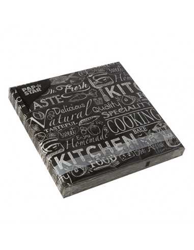 Guardanapos de papel decorados Kitchen cor preto 33 x 33cm