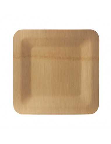 Platos cuadrados de madera bambú compostables 23 x 23 cm Pure