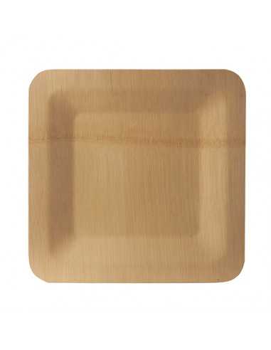 Pratos madeira de bambú quadrados Pure 25,5 x 25,5 cm