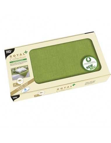 Manteles papel aspecto tela individuales color verde oliva Royal Collection Plus 80 x 80 cm