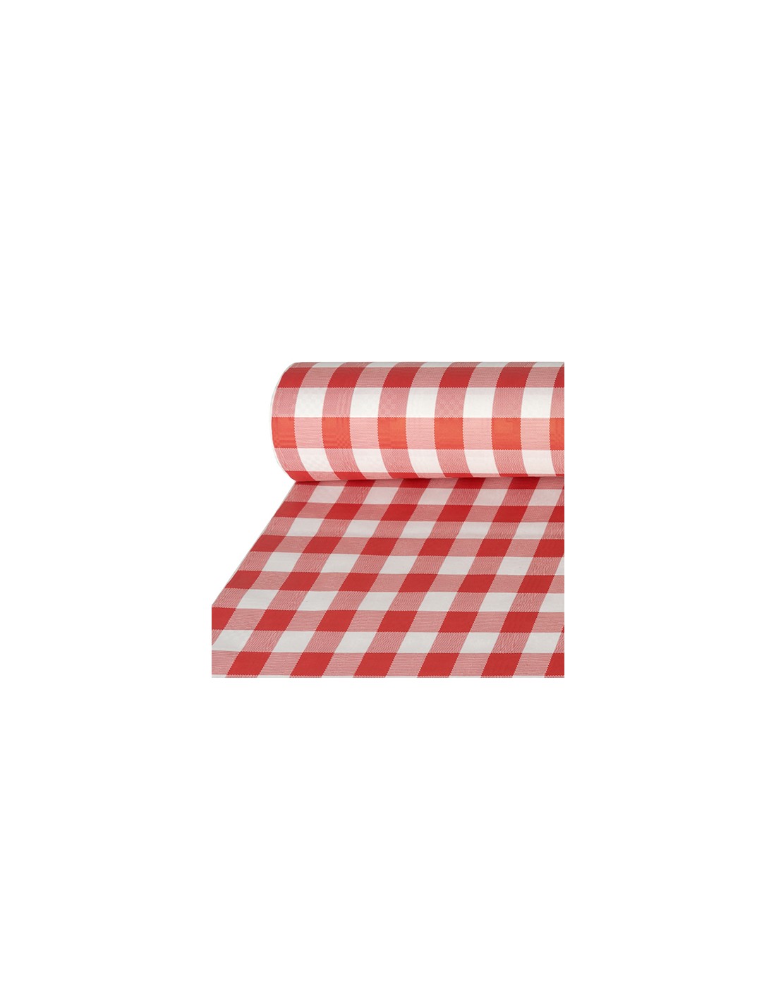 Mantel de papel cuadros vichy rojo blanco gofrado damasco
