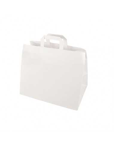 Bolsas de papel blancas con asa plana 27 x 32 x 21,5 cm