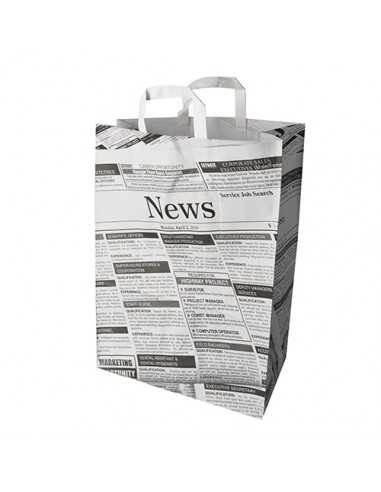Sacos de papel impressos Newsprint com asa plana 44 x 32 x 17 cm