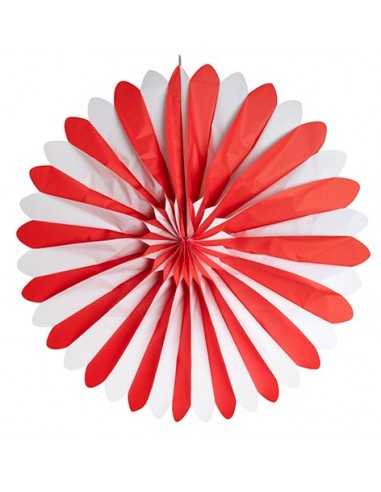 Balão decorativo papel dificilmente inflamável vermelho/branco Ø 120 cm