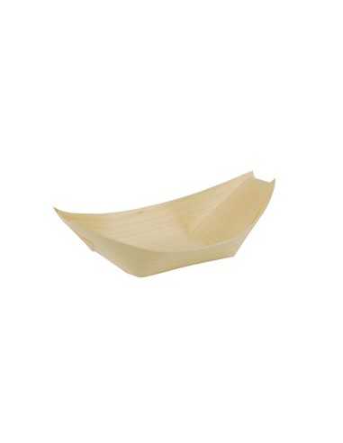 Tigelas de madeira forma barco fingerfood 14 x 8,2 cm