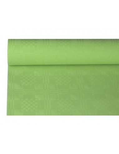 Toalha de mesa papel reciclado com relevo damasco verde azeitona 8 m x 1,2 m