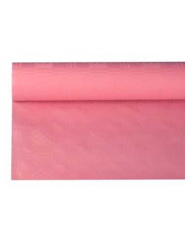 Rolo toalha mesa papel com relevo damasco cor rosa claro 8 m x 1,2 m