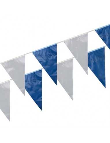 Banderines de plástico impermeables color azul y blanco 10m