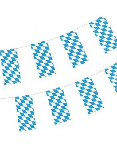 Banderines de papel cuadrados Baviera azul 10 metros