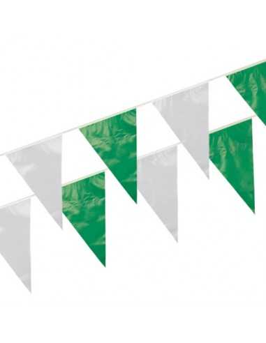 Grinalda de bandeiras plástico 10 m verde branco impremeável