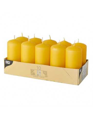 Velas de taco decorativas cor amarelo Ø 40 x 90 mm